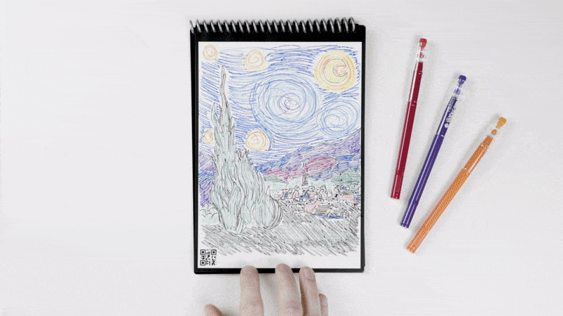 GIF of Rocketbook Flip - sending a doodle to the cloud