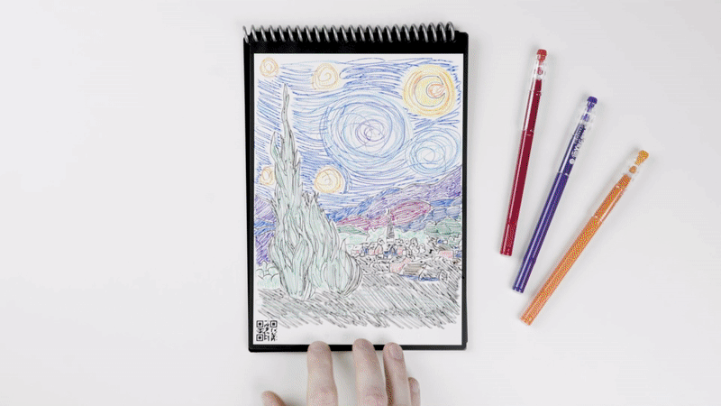 GIF of Rocketbook Flip - sending a doodle to the cloud