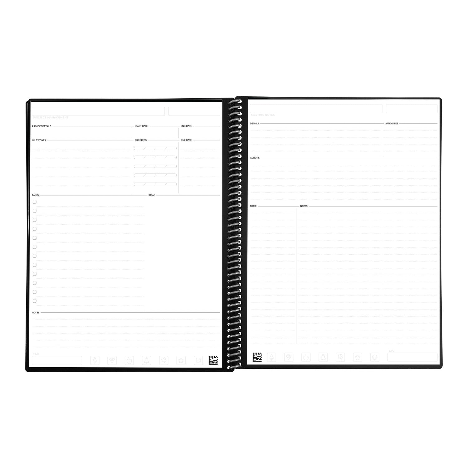  A project management page and a meeting notes page